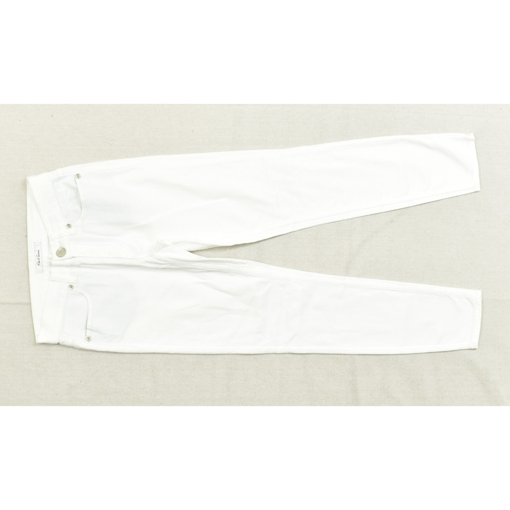 Robert Graham Women's Size 2 White Stretch Denim Slim Tapered Ankle Jeans Cotton
